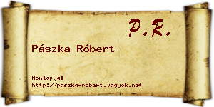 Pászka Róbert névjegykártya